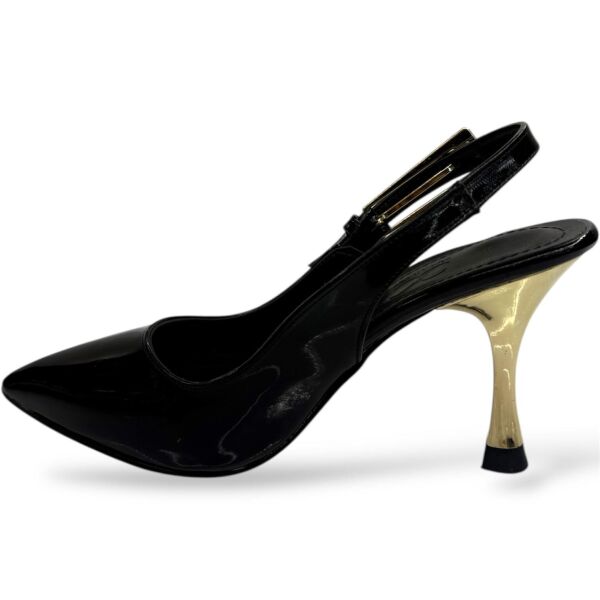 Siyah Rugan Altın Rengi Topuk Detaylı