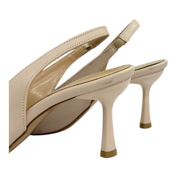 Nude Slingback Stiletto - Altın Çiçek Metal Broş Detaylı