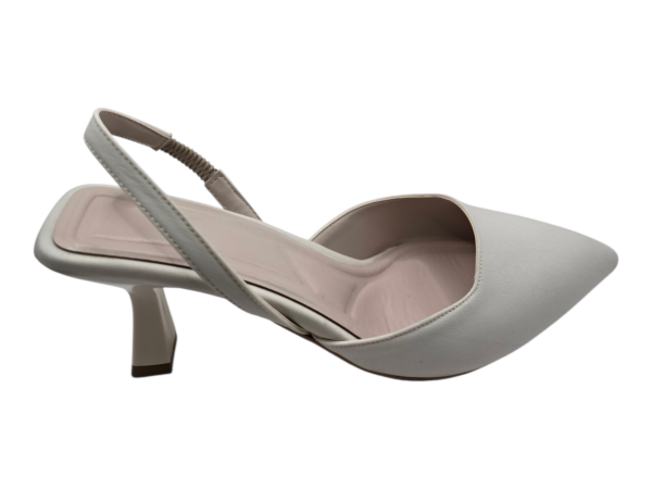 Bej Slingback Sivri Burun Topuklu Ayakkabı Kadın 6 cm Günlük Şık Ofis Modeli