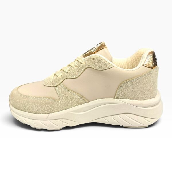 Krem Gold Yıldız Detaylı Kadın Spor Ayakkabı – Kalın Taban Sneaker