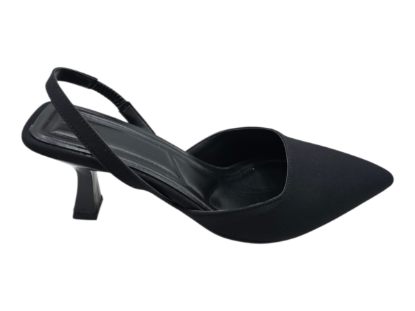 Siyah Slingback Sivri Burun Topuklu Ayakkabı Kadın 6 cm Şık Günlük Ofis Modeli