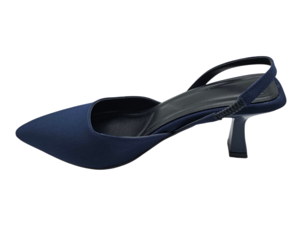 Lacivert Slingback Sivri Burun Topuklu Ayakkabı Kadın 6 cm Şık Günlük & Ofis Modeli