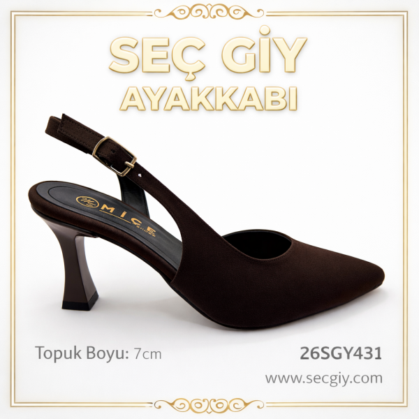 Acı Kahve Sivri Burun 7 cm Topuklu Kadın Ayakkabı.