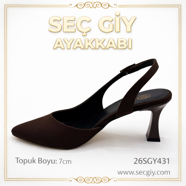 Acı Kahve Sivri Burun 7 cm Topuklu Kadın Ayakkabı.