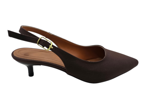 Kahverengi Slingback Sivri Burun Düşük Topuklu Ayakkabı Kadın 3 cm Günlük & Ofis Modeli