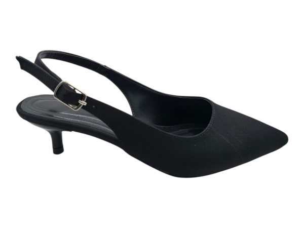 Siyah Slingback Sivri Burun Düşük Topuklu Ayakkabı Kadın 3 cm Günlük & Ofis Şık Model