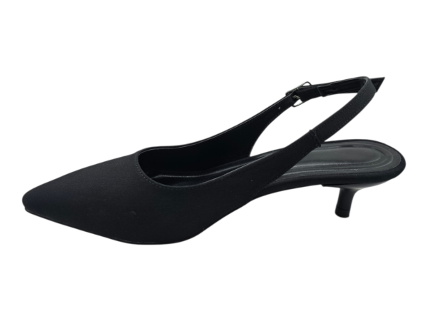 Siyah Slingback Sivri Burun Düşük Topuklu Ayakkabı Kadın 3 cm Günlük & Ofis Şık Model