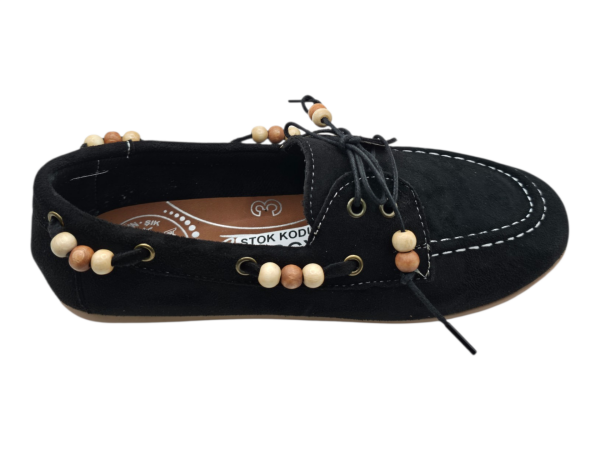 Siyah Bağcıklı Ortopedik Kadın Ayakkabı Günlük Rahat 4 Nokta Taban Konfor Model