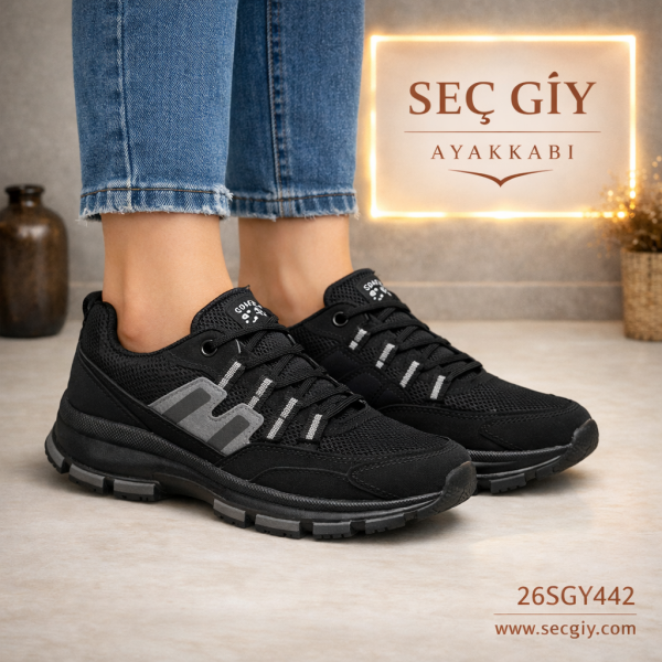 Siyah Kadın Spor Sneaker – Günlük Rahat Spor Ayakkabı