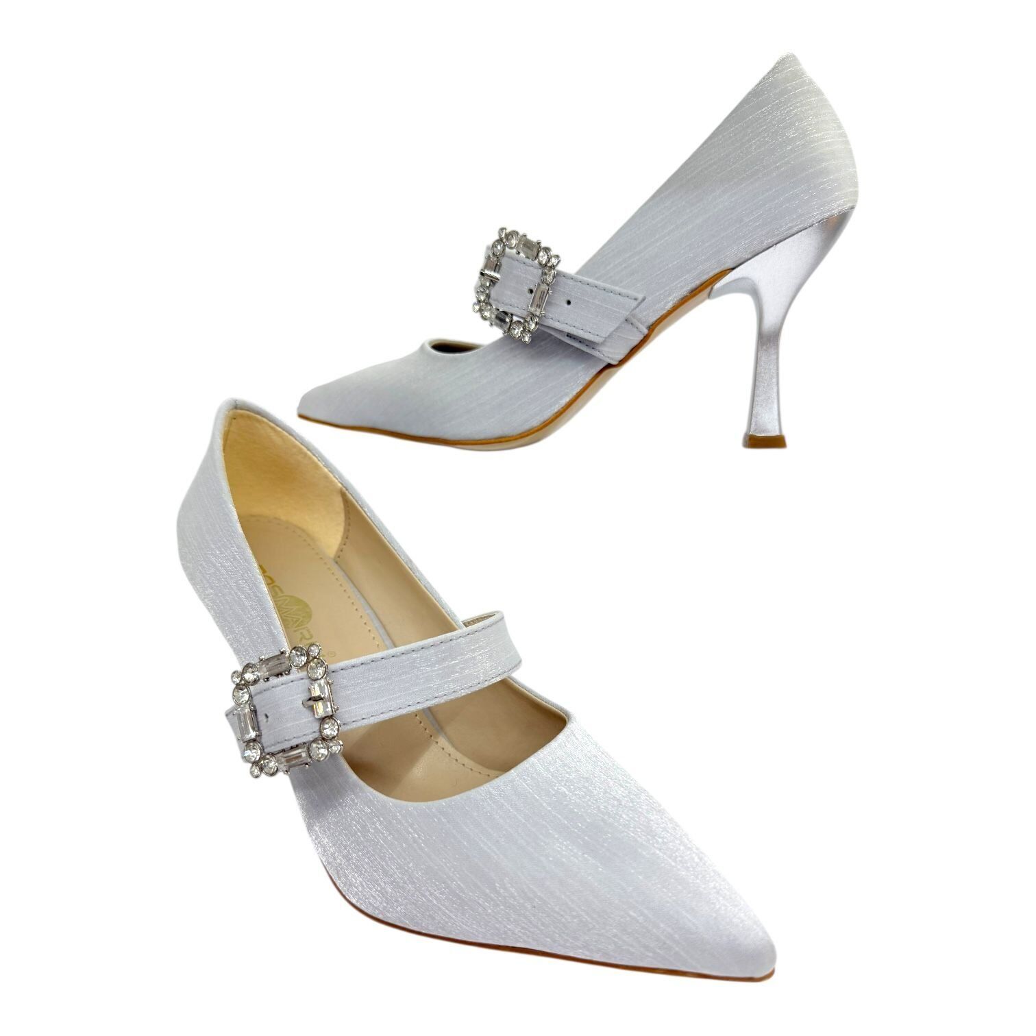 Gümüş Taş Detaylı Topuklu Ayakkabı