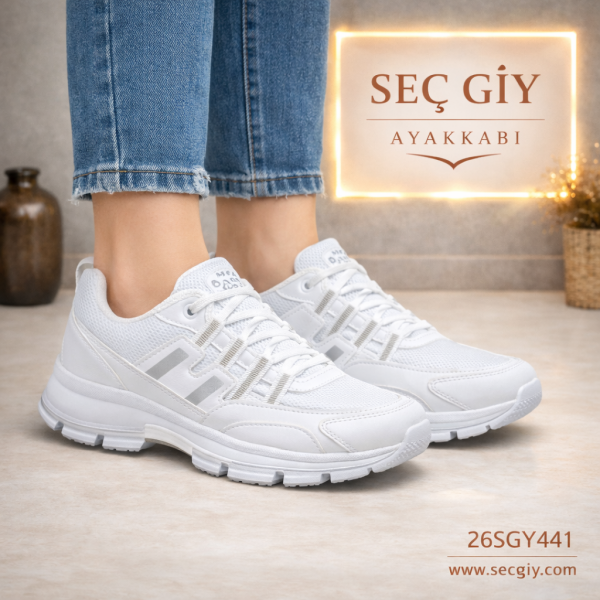 Beyaz Kadın Spor Sneaker – Günlük Rahat Spor Ayakkabı