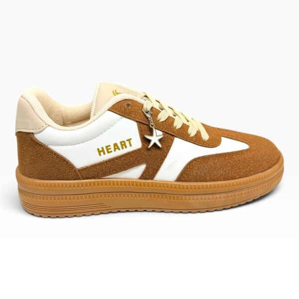 Taba Beyaz Yıldız Aksesuarlı Kadın Spor Ayakkabı – Günlük Sneaker