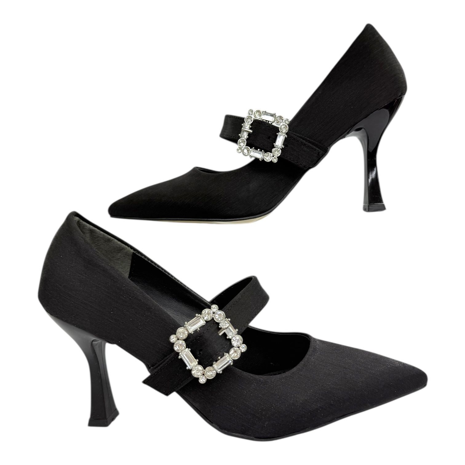 Siyah Taş Detaylı Topuklu Ayakkabı