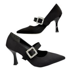 Siyah Taş Detaylı Topuklu Ayakkabı