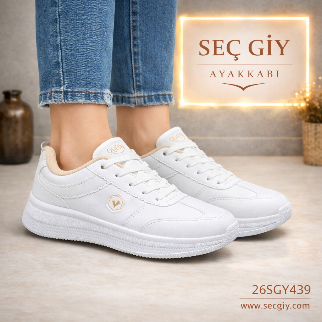 Beyaz Kadın Spor Ayakkabı – Günlük Rahat Sneaker