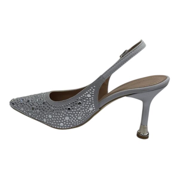 Gri Taş Detaylı İnce Metal Topuklu Ayyakabı