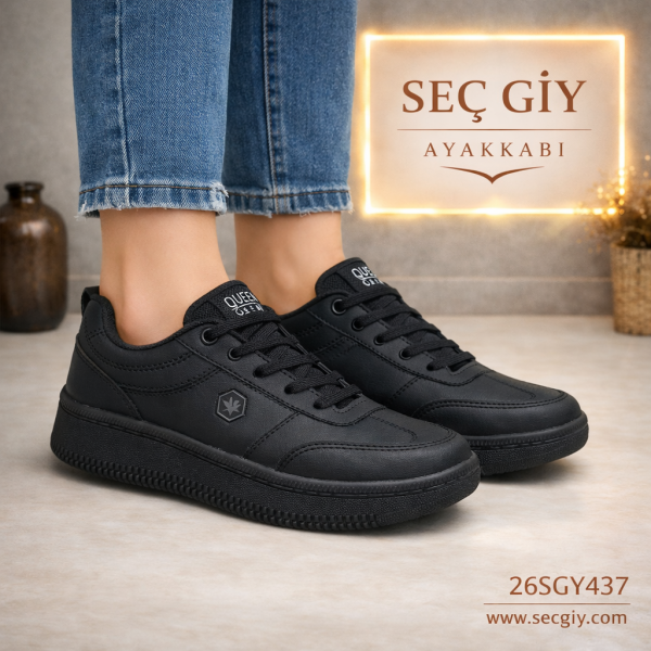 Siyah Kadın Spor Ayakkabı – Günlük Rahat Sneaker