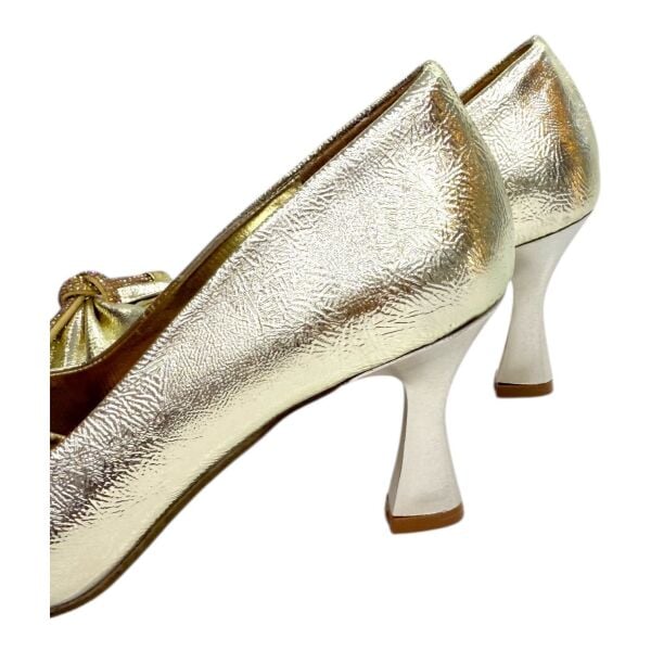 Gold Rugan Fiyonklu Topuklu Ayakkabı(Kopya)