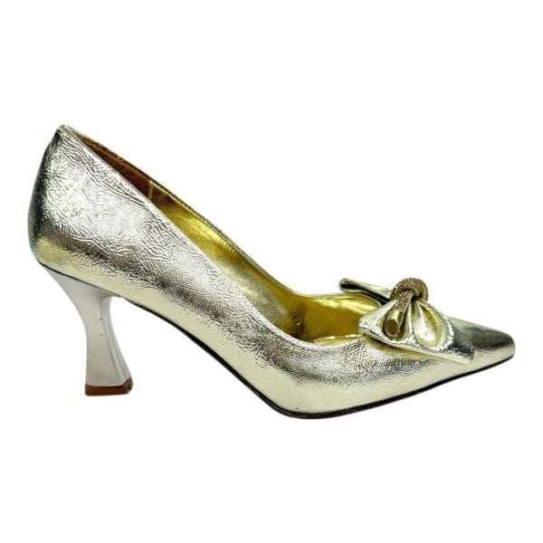 Gold Rugan Fiyonklu Topuklu Ayakkabı(Kopya)