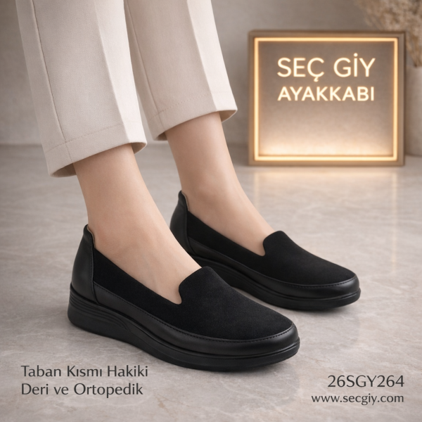 Siyah Ortopedik Kadın Günlük Ayakkabı