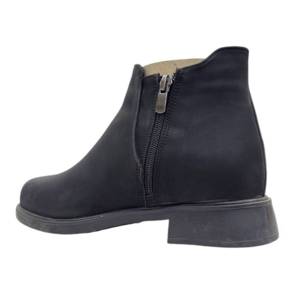 Siyah Kadın Taş Detaylı Lastikli Bilek Bot Kalın Topuklu