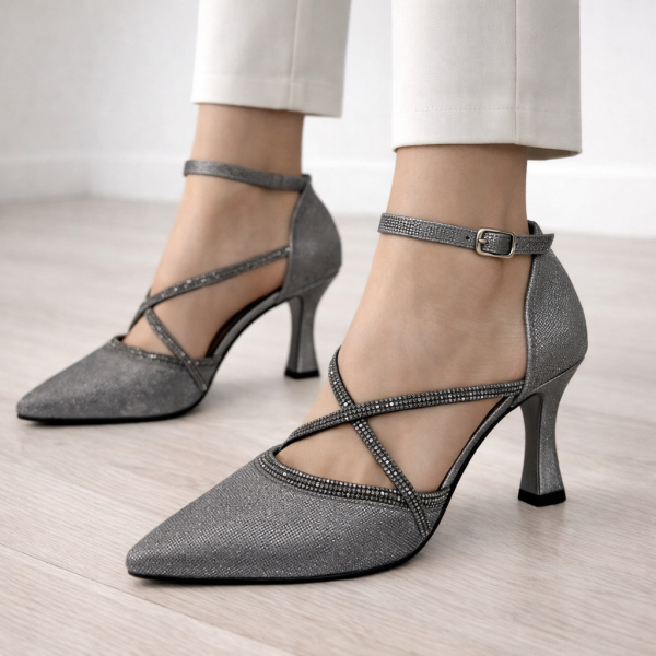 Antrasit İnce Topuklu Ayakkabı