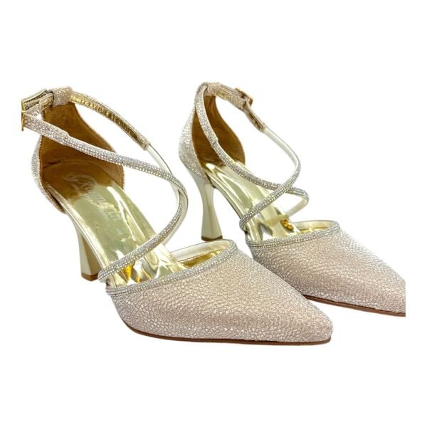 Gold Taş detaylı İnce Topuklu Ayakkabı