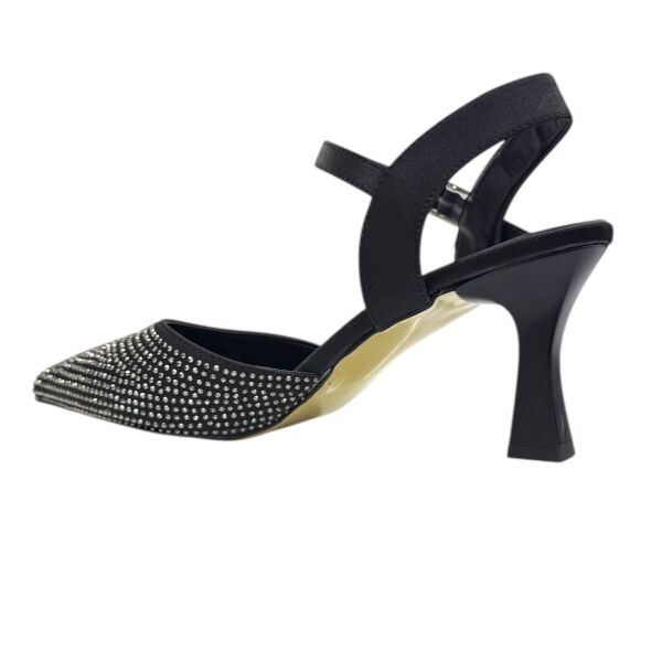 Işıltılı Taş İşlemeli Topuklu – Siyah