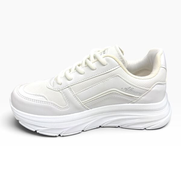 Beyaz Fermuar Detaylı Kadın Spor Ayakkabı – Kalın Taban Günlük Sneaker