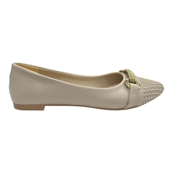 Bej Zincir Detaylı Fileli Babet