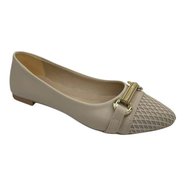 Bej Zincir Detaylı Fileli Babet