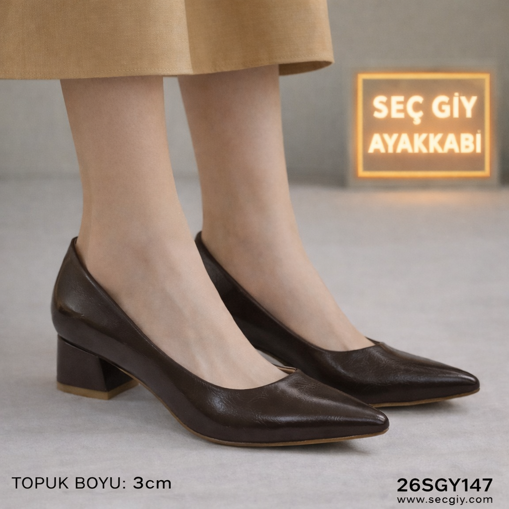 Kahverengi Bayan Topuklu Ayakkabı – 3 cm Günlük ve Ofis Şıklığı