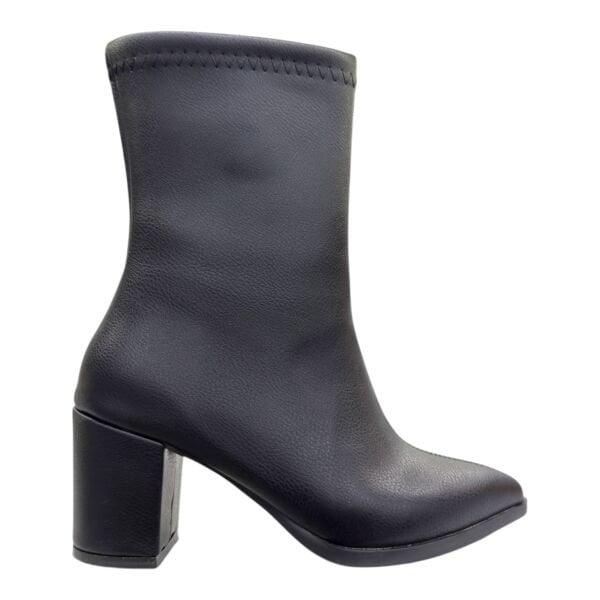 Siyah Kadın Bilek Botu Kalın Topuk sivri Burun Sade Model
