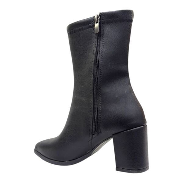 Siyah Kadın Bilek Botu Kalın Topuk sivri Burun Sade Model