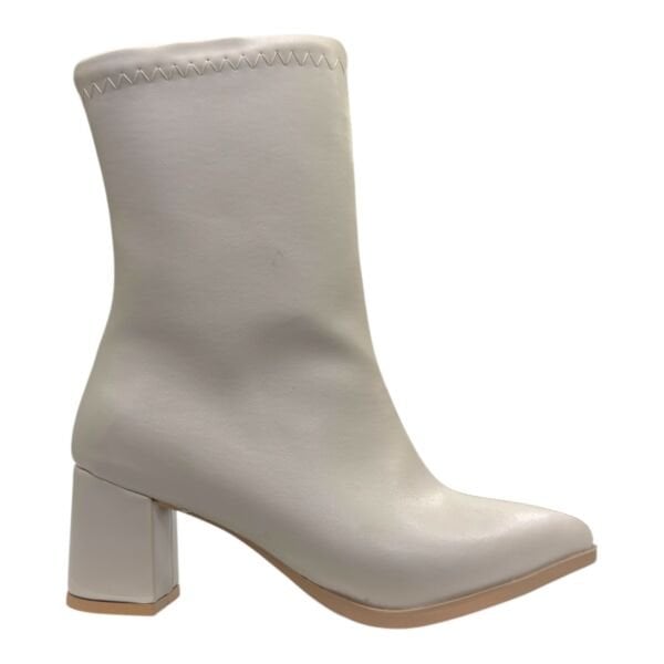 Açık Renk Kadın Bilek Botu Kalın Topuk sivri Burun Sade Model