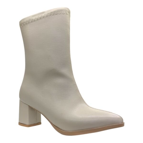 Açık Renk Kadın Bilek Botu Kalın Topuk sivri Burun Sade Model
