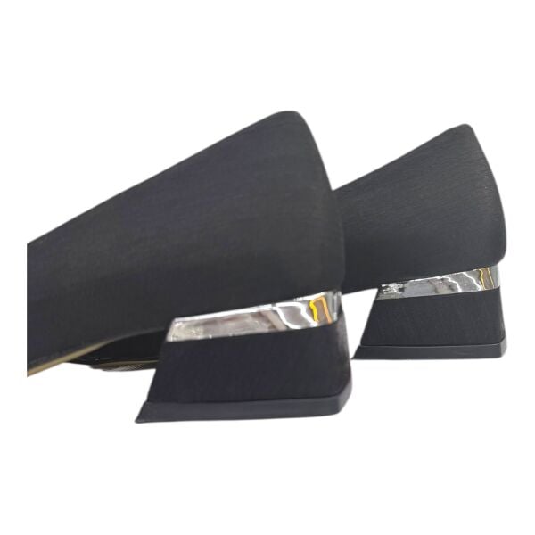 Siyah Büyük Taş Tokalı Kalın Topuk Abiye Ayakkabı