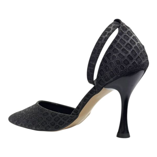 Siyah Desenli İnce Topuklu Modern Şık