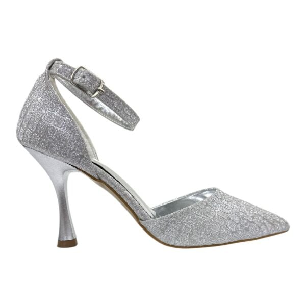 Gümüş  Simli İnce Topuklu – Işıltılı Zarafet