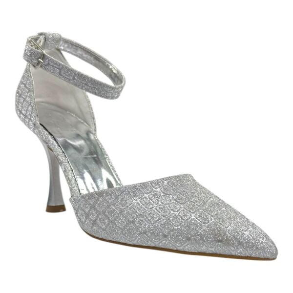 Gümüş  Simli İnce Topuklu – Işıltılı Zarafet