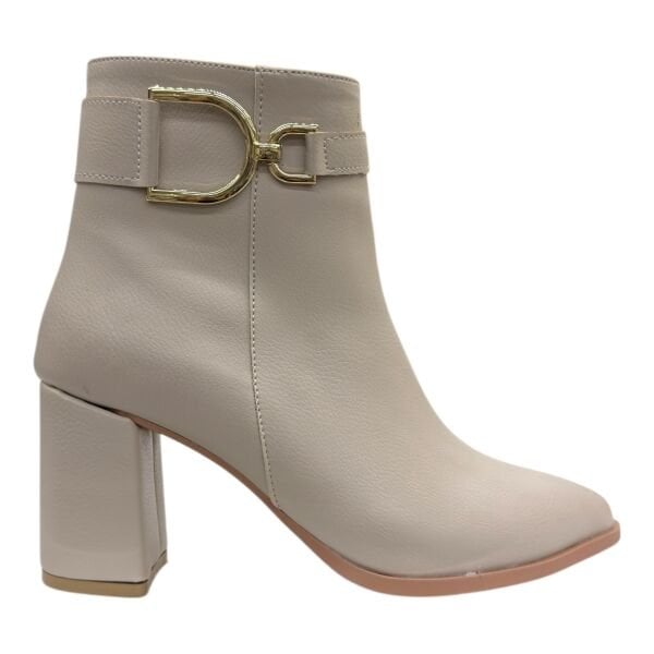 Vizon Gold Tokalı Blok Topuklu Bilek Boy Bot, Zarif Tasarım