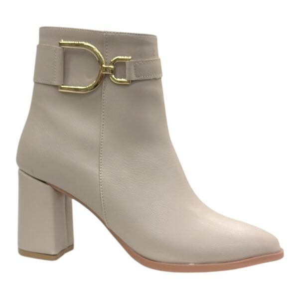 Vizon Gold Tokalı Blok Topuklu Bilek Boy Bot, Zarif Tasarım