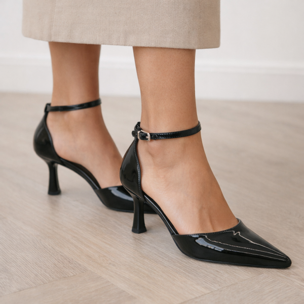 Siyah Rugan İnce Topuklu Stiletto – Klasik Şıklık