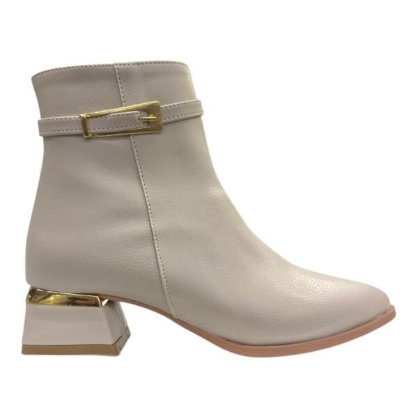Vizon Gold Tokalı Blok Topuklu Bilek Boy Bot, Minimal Şık Tasarım