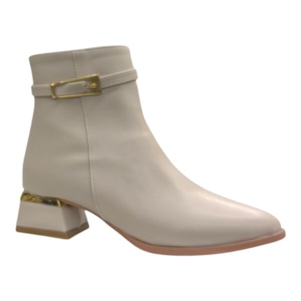 Vizon Gold Tokalı Blok Topuklu Bilek Boy Bot, Minimal Şık Tasarım