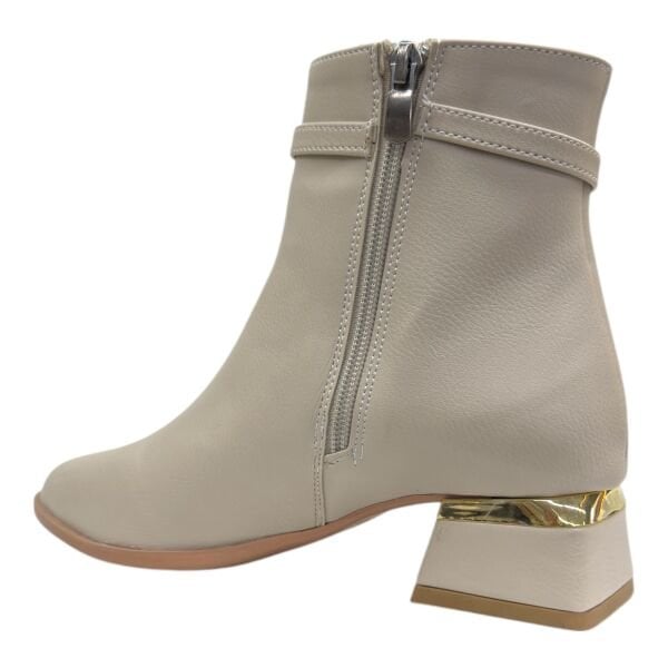 Vizon Gold Tokalı Blok Topuklu Bilek Boy Bot, Minimal Şık Tasarım