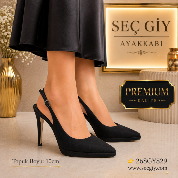 Siyah Platform Stiletto Kadın Ayakkabı İnce Topuklu