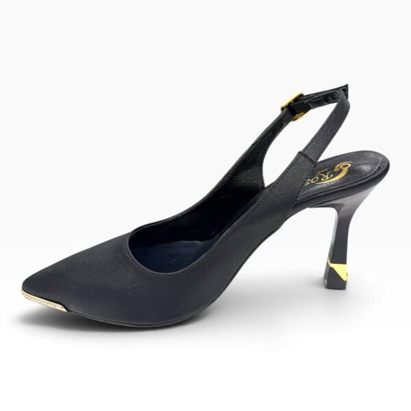 Siyah Sivri Burun Kadın Topuklu Ayakkabı – 8 cm İnce Topuk Slingback