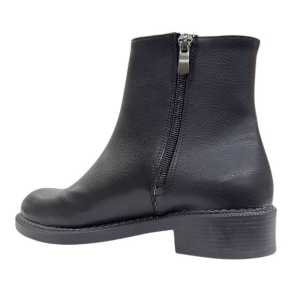 Siyah Fermuarlı Alçak Topuklu Bilek Boy Bot, Yuvarlak Burun