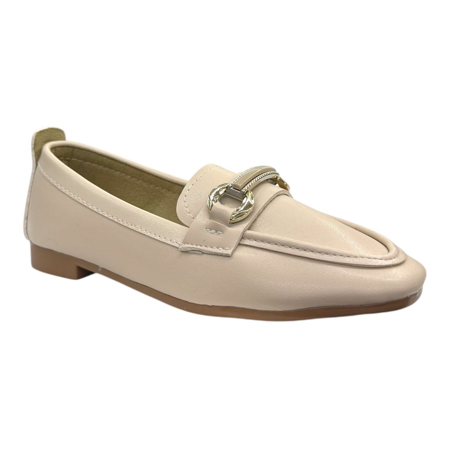 Krem Altın-Silver Karışık Tokalı Kadın Ayakkabı